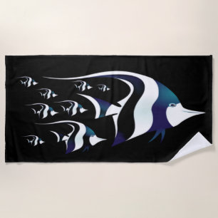 Vintage Cute Tropical  Fish Beach Towel