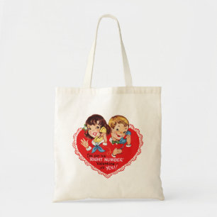 Vintage Cute Valentine Girl and Boy Budget Tote Bag