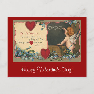Vintage Cute Valentine's Day, Cherub Teacher Holiday Postcard