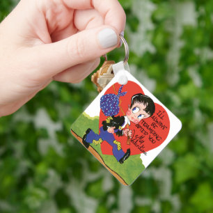 Vintage Cute Valentine's Day, Hobo Boy Heart Key Ring