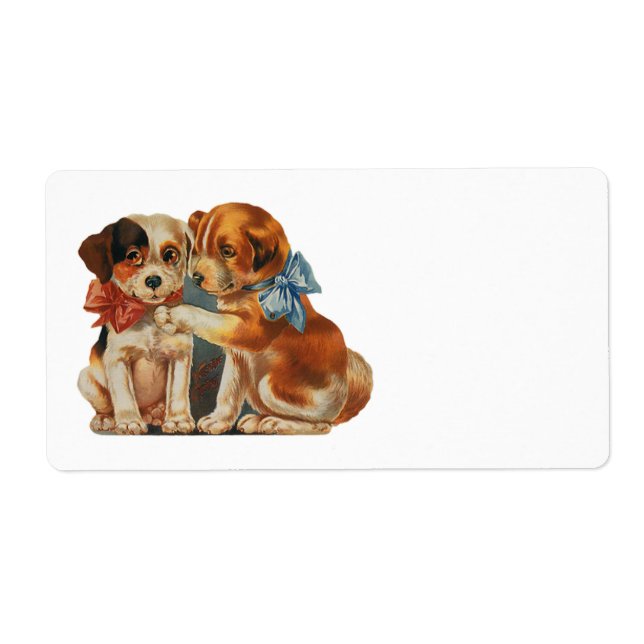 Vintage Cute Valentine's Puppy Love, Two Dog Mutts (Front)