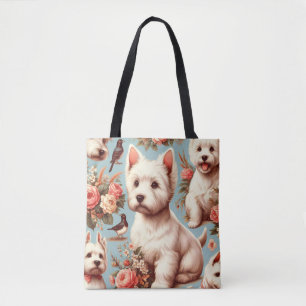 Vintage Cute West Highland White Terrier Tote Bag
