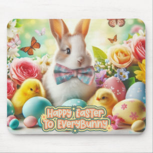 Vintage, Cute, whimsical & colourful Easter bunny Mouse Pad