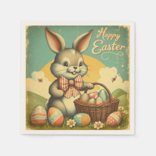 Vintage, Cute, whimsical & colourful Easter bunny Napkin