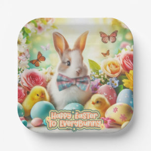 Vintage, Cute, whimsical & colourful Easter bunny Paper Plate