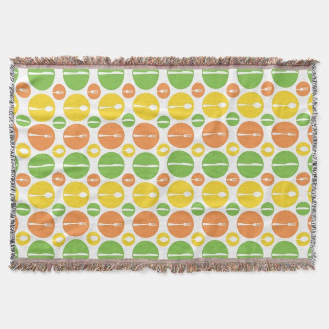 Vintage Cutlery Pattern Throw Blanket (Front)