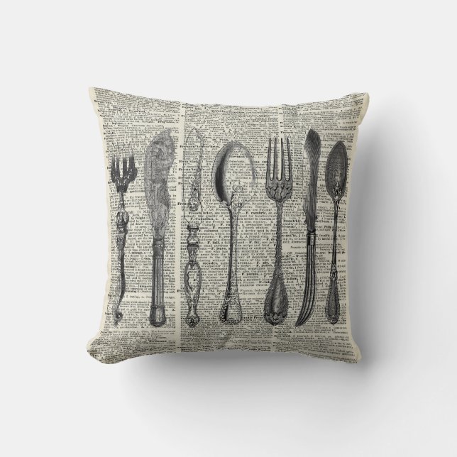Vintage Cutlery Set Cushion (Front)