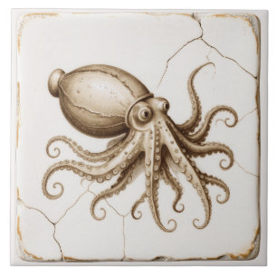 Vintage Cuttlefish Ceramic Tile