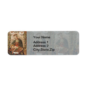 Vintage Cuzco School Virgin Adoring Christ Child Return Address Label