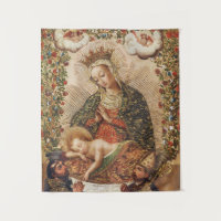 Vintage Cuzco School Virgin Adoring Christ Child