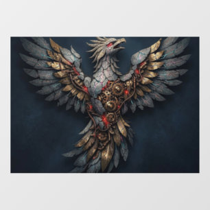 Vintage Cyber-Phoenix:Aged Gold & Neon Mythic Bird