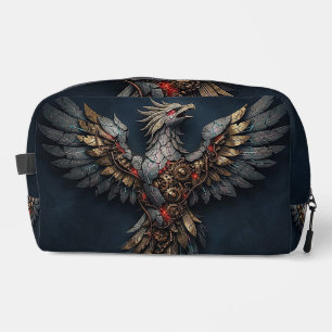 Vintage Cyber-Phoenix:Aged Gold & Neon Mythic Bird Dopp Kit