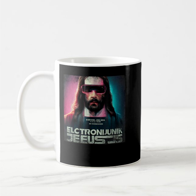 Vintage Cyberpunk Jesus Futuristic Religious Chris Coffee Mug (Left)