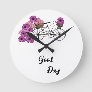 Vintage cycle flower theme round clock
