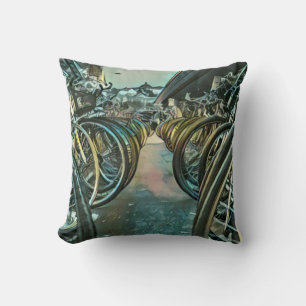 Vintage cycling artwork cushion