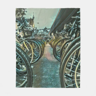 Vintage cycling artwork fleece blanket