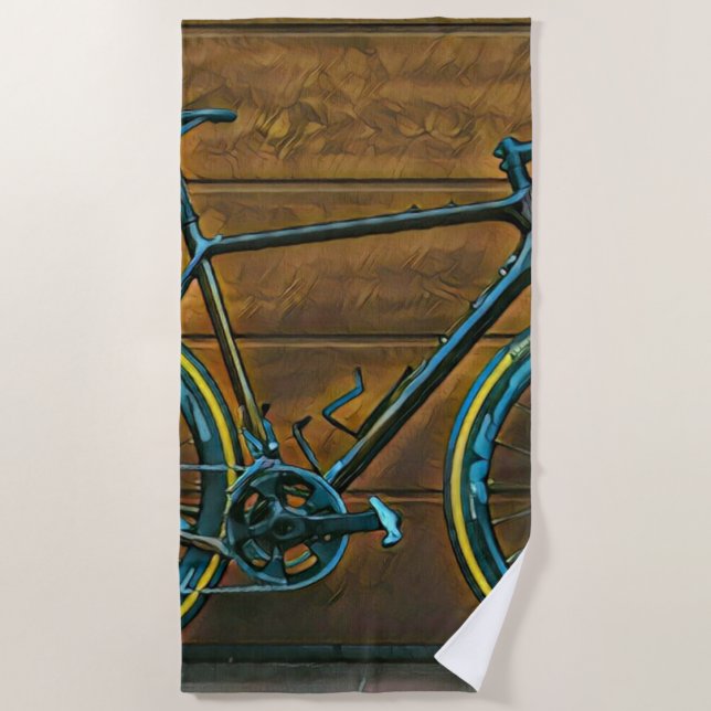 Vintage cycling gifts | mountain bike gifts beach towel (Front)