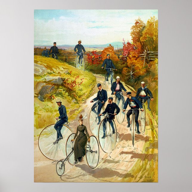Vintage Cycling Poster Print (Front)