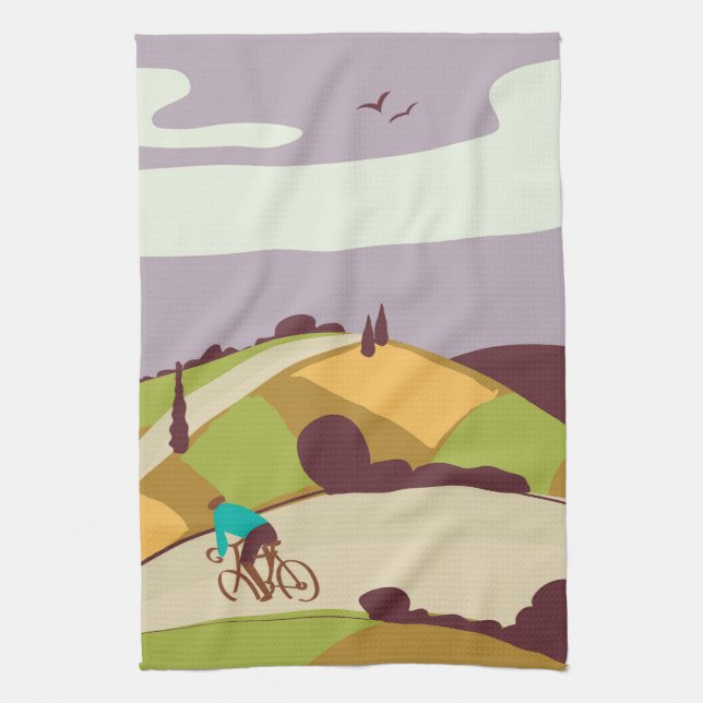 Vintage Cycling Poster Tea Towel (Vertical)
