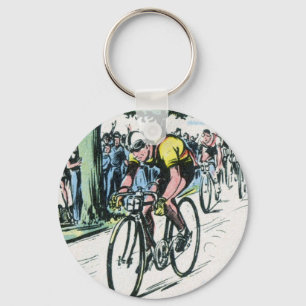 Vintage Cycling Print Key Ring
