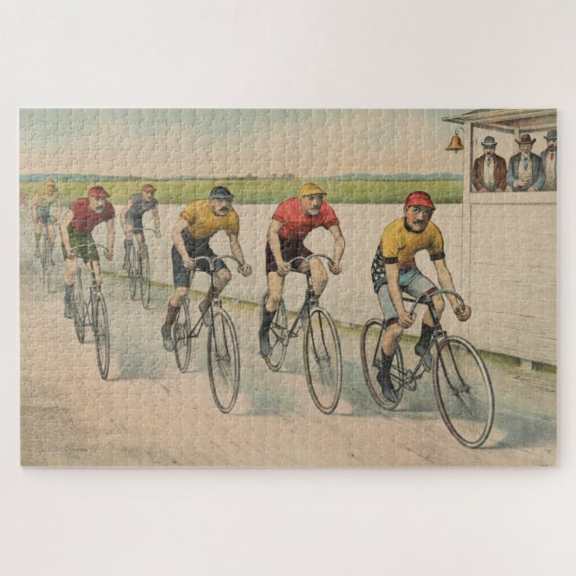 Vintage Cycling Race Illustration (1894) Jigsaw Puzzle (Horizontal)