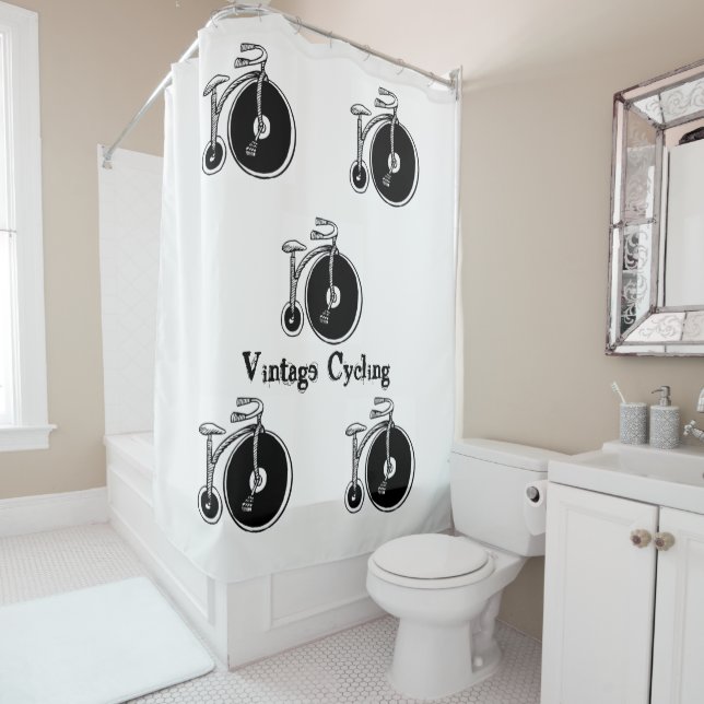 Vintage Cycling Shower Curtain (In Situ)