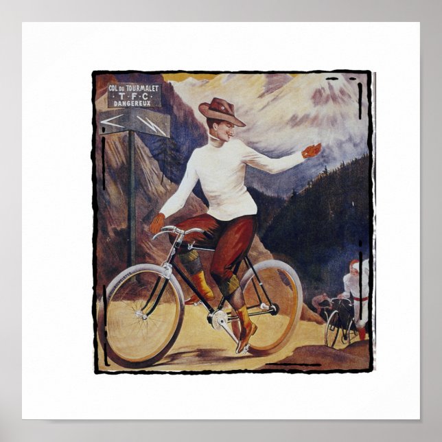 Vintage Cyclist Bicycle Ad Poster (Front)