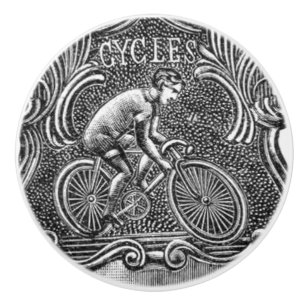 Vintage Cyclist Insignia Etching Ceramic Knob