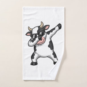 Vintage Dabbing Cow Sunglasses Graphic Shirt_1 Hand Towel
