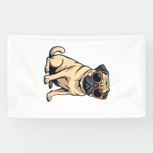 Vintage Dabbing Pug with Sunglasses Funny Dog Vect Banner