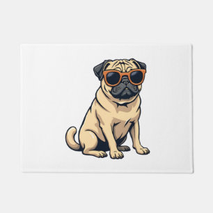Vintage Dabbing Pug with Sunglasses Funny Dog Vect Doormat