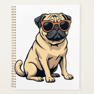 Vintage Dabbing Pug with Sunglasses Funny Dog Vect Planner
