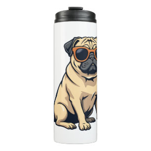 Vintage Dabbing Pug with Sunglasses Funny Dog Vect Thermal Tumbler