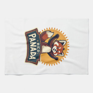 Vintage Dabbing Red Panda Retro Animal Graphic 2 Tea Towel