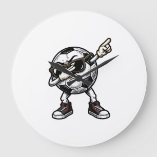 Vintage Dabbing Soccer Ball Shirt Design (2)_1 Large Clock