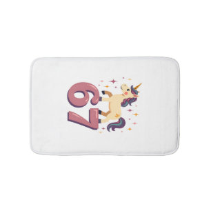 Vintage Dabbing Unicorn 67 Rainbow Birthday Vector Bath Mat