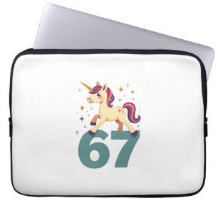 Vintage Dabbing Unicorn 67 Rainbow Birthday Vector Laptop Sleeve