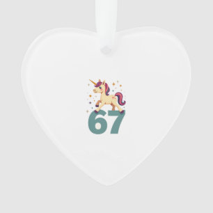 Vintage Dabbing Unicorn 67 Rainbow Birthday Vector Ornament