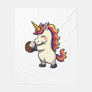 Vintage Dabbing Unicorn Baseball Cartoon Vector De Fleece Blanket