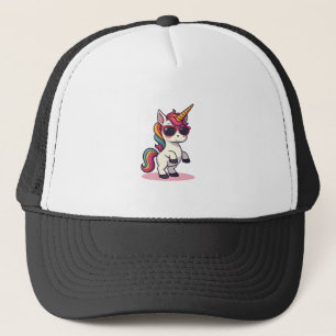 Vintage Dabbing Unicorn Rainbow Cartoon Vector Des Trucker Hat