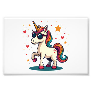 Vintage Dabbing Unicorn Rainbow Sunglasses Retro C Photo Print