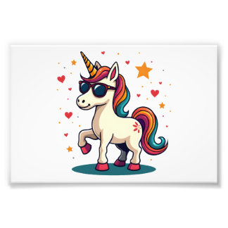 Vintage Dabbing Unicorn Rainbow Sunglasses Retro C Photo Print