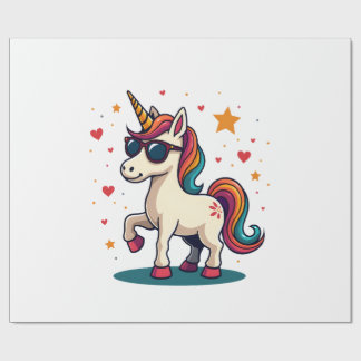 Vintage Dabbing Unicorn Rainbow Sunglasses Retro C Wrapping Paper