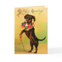 Vintage Dachshund Birthday Card