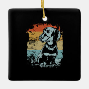 Vintage Dachshund Ceramic Ornament