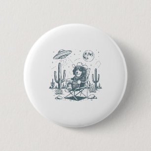 Vintage Dachshund Cowboys Ufo Western Funny Dog T- 6 Cm Round Badge