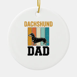 Vintage Dachshund Dad Dog Lover Vector Design_1 Ceramic Ornament