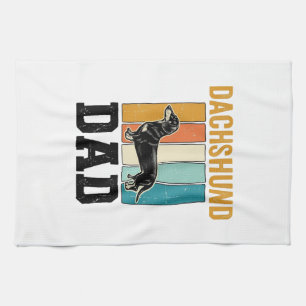 Vintage Dachshund Dad Dog Lover Vector Design_1 Tea Towel
