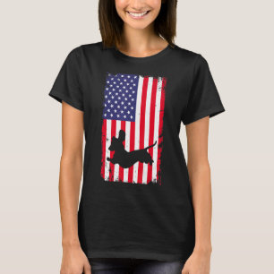 Vintage Dachshund Dog American Flag 4th Of July Pa T-Shirt