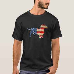 Vintage Dachshund Dog American Flag 4th Of July T-Shirt